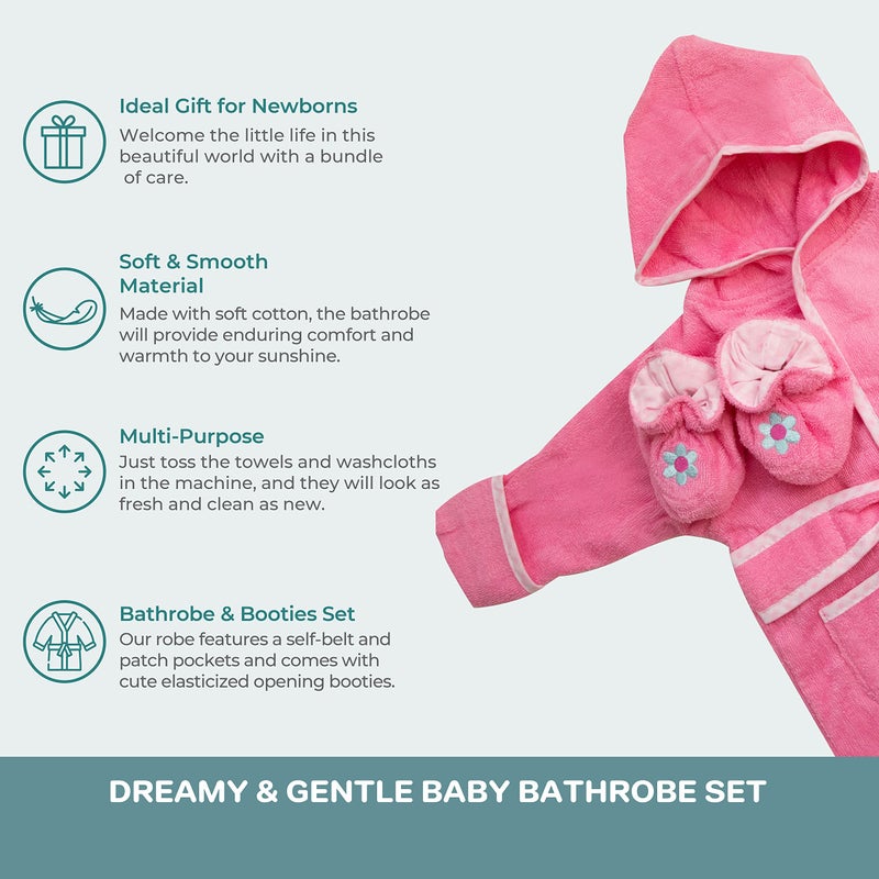 Spasilk 100% Cotton Hooded Terry Bathrobe with Booties â€” Baby Girl Gifts â€” Baby Boy Gifts â€” One Size â€” Shower Gift - Image 4